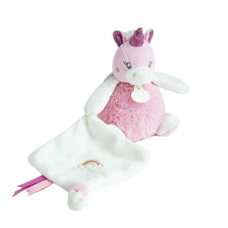  - poussière détoiles - mouchoir licorne rose fuchsia blanc 25 cm 